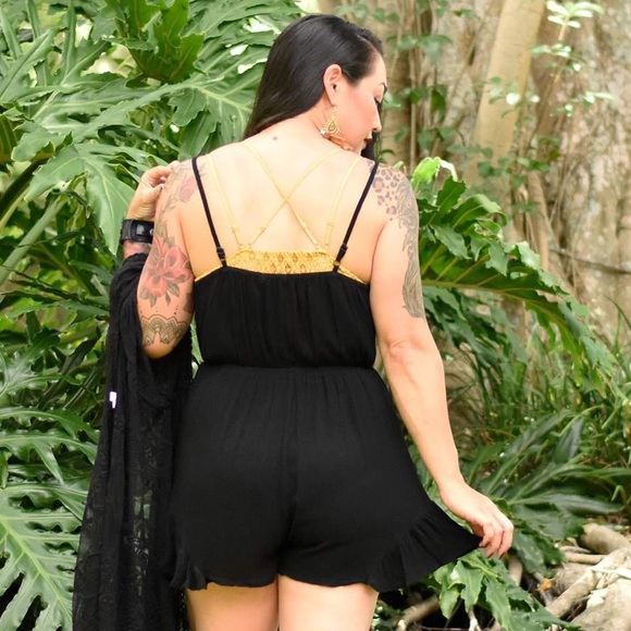 Black Cotton Romper - Picture 2 of 4